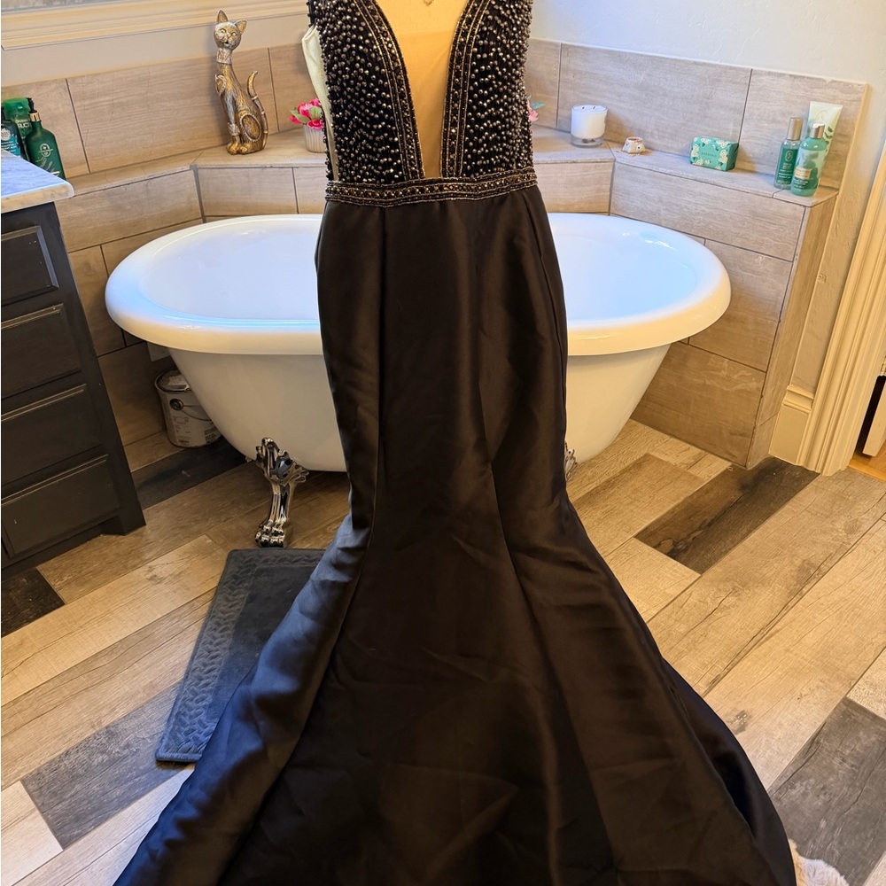 Vienna Prom Black Gown with Beaded Bodice - Picture 4 of 12